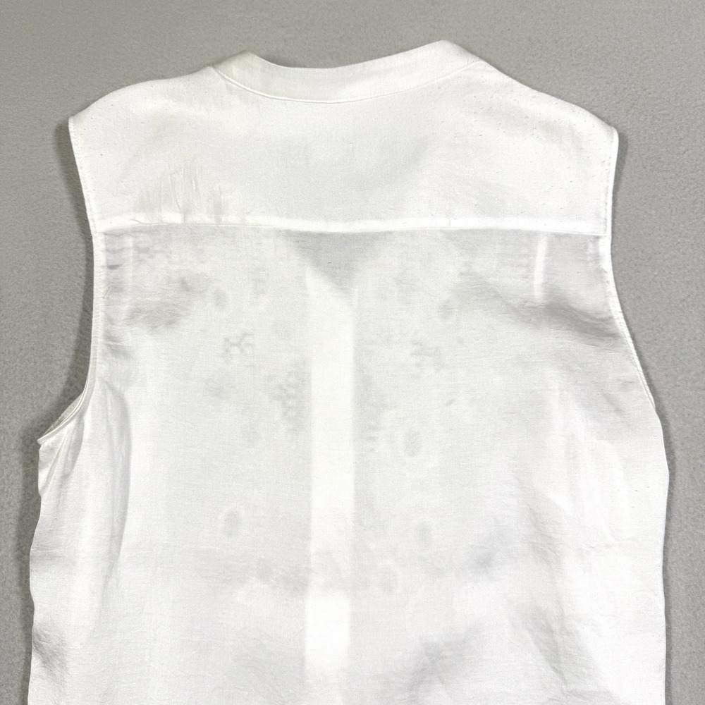 Karen Millen Top Womens 4 Blouse Floral Lace Broderie Anglaise White Sleeveless - Picture 6 of 10